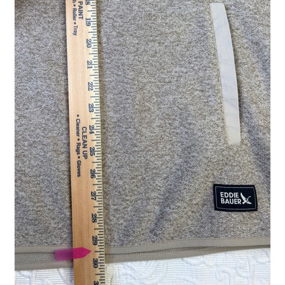 Eddie Bauer Men Heathered Fleece Quarter Snap Pullover Mock Neck Pockets Tan XXL - Picture 8 of 10